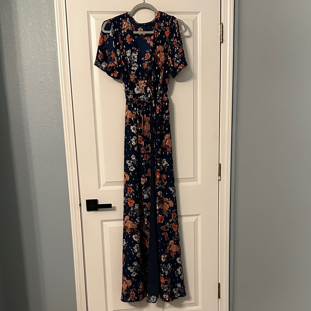Lulu's Navy Floral Wrap Dress